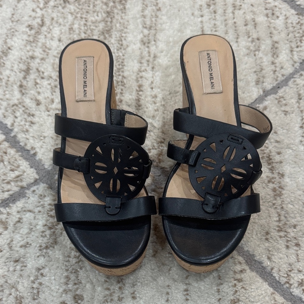 Antonio Melani Black Cutout wedges